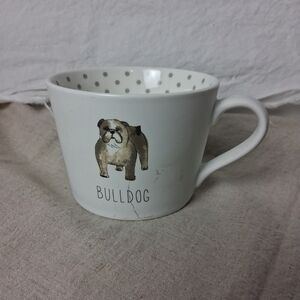Bulldog Design White Ceramic Dog Mug